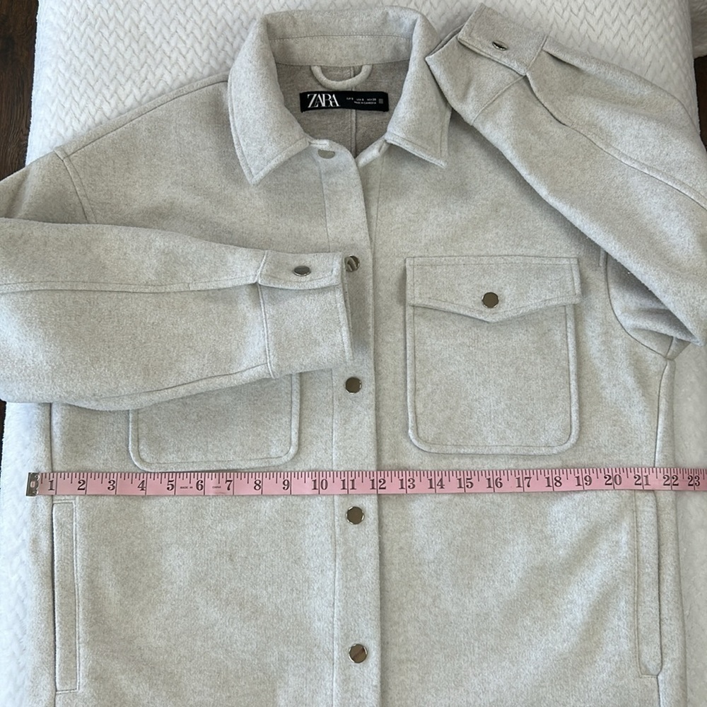 Zara Soft-Touch Overshirt Oversized Shacket Woman’s Size Small Light Gray - Picture 7 of 17
